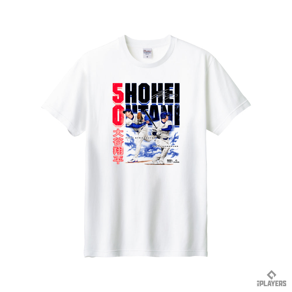 予約受付終了  【大谷翔平】【500LEVEL】  Shohei Ohtani 「Los Angeles D 50 Strikeouts 50 Home Runs」 Tシャツ