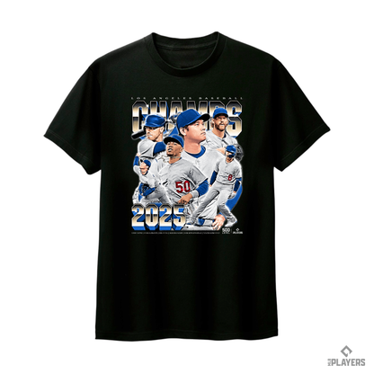 予約販売【ドジャースWS優勝】Los Angeles D Baseball『2025 Champs Vintage』500LEVEL Tシャツ　ブラック