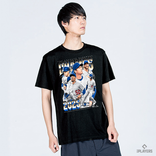 予約販売【ドジャースWS優勝】Los Angeles D Baseball『2025 Champs Vintage』500LEVEL Tシャツ　ブラック