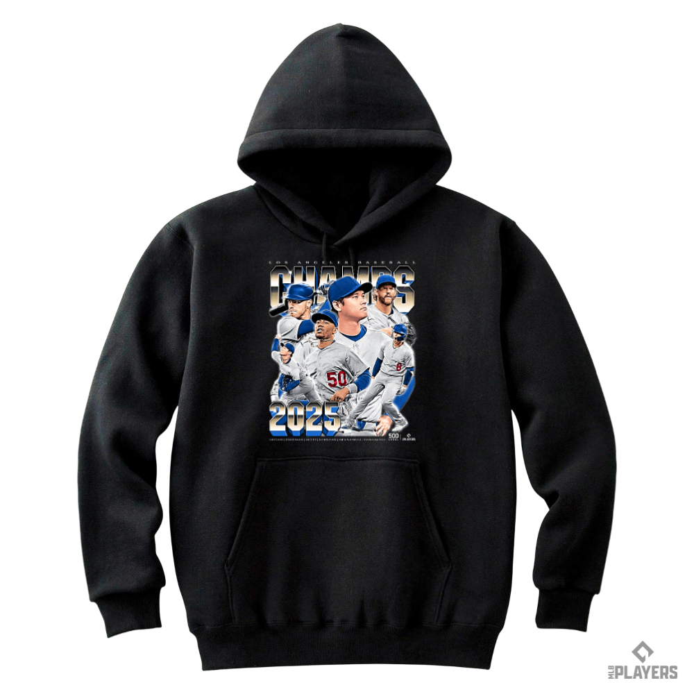 予約販売【ドジャースWS優勝】Los Angeles D Baseball『2025 Champs Vintage』パーカー 500LEVEL ブラック