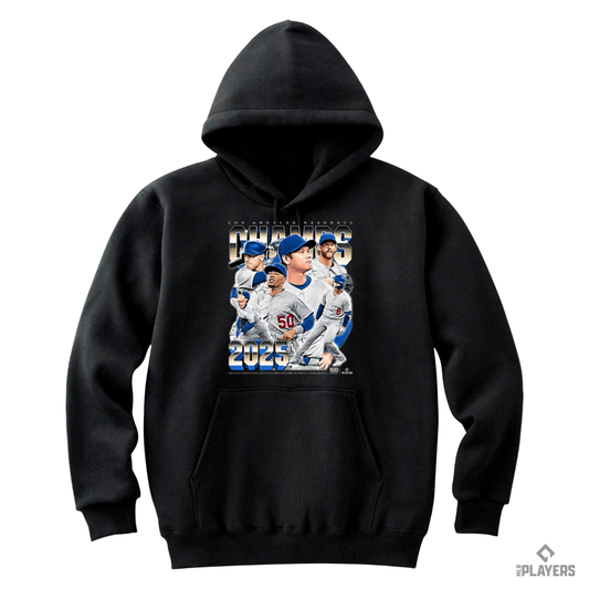 予約販売【ドジャースWS優勝】Los Angeles D Baseball『2025 Champs Vintage』パーカー 500LEVEL ブラック