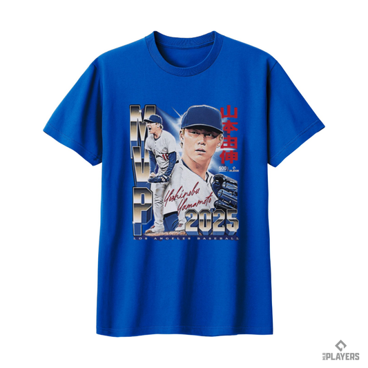 予約販売【山本由伸選手MVP】YOSHINOBU YAMAMOTO『2025 Champs MVP』 Tシャツ 500LEVEL  ロイヤルブルー