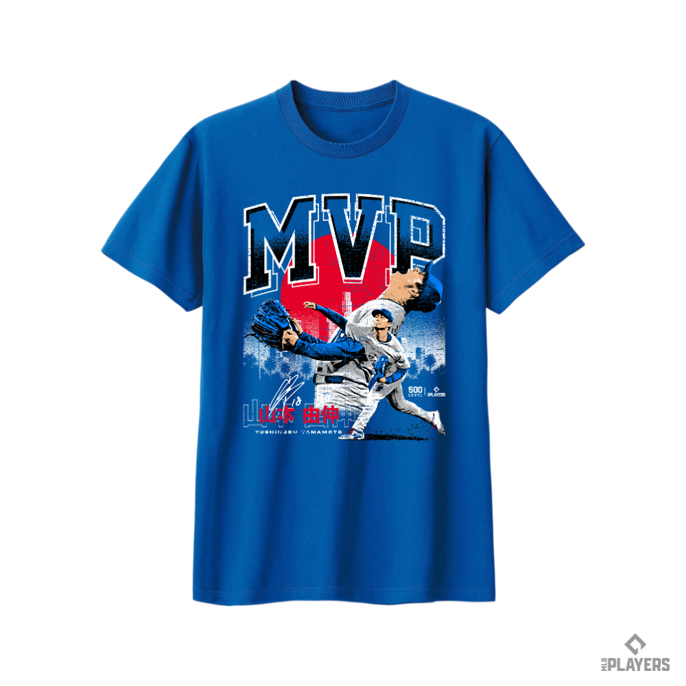 予約販売【山本由伸】YOSHINOBU YAMAMOTO 『2025 Championship MVP』Tシャツ   500LEVEL  ロイヤルブルー