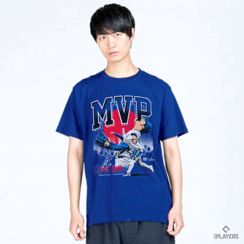予約販売【山本由伸】YOSHINOBU YAMAMOTO 『2025 Championship MVP』Tシャツ   500LEVEL  ロイヤルブルー
