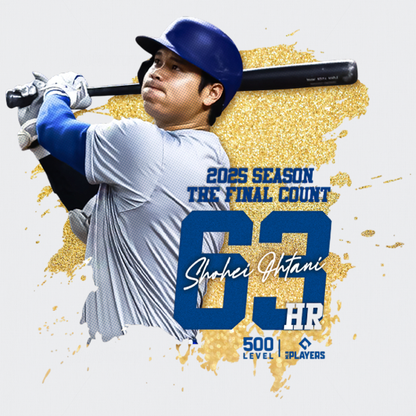予約受付受付終了【大谷翔平】SHOHEI OHTANI『2025 SEASON THE FINAL COUNT 63HR』　Tシャツ 500LEVEL  ホワイト
