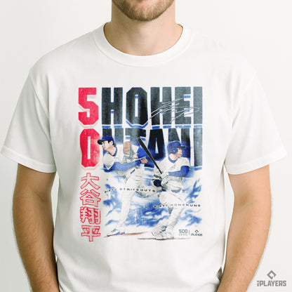 予約受付終了  【大谷翔平】【500LEVEL】  Shohei Ohtani 「Los Angeles D 50 Strikeouts 50 Home Runs」 Tシャツ