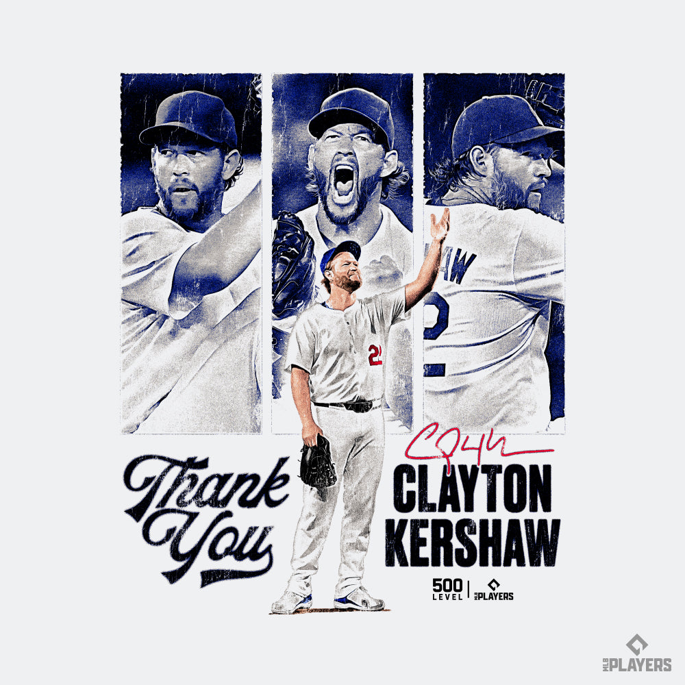 予約受付終了  【500LEVEL】  Clayton Kershaw 「Los Angeles D Thank You」 Tシャツ