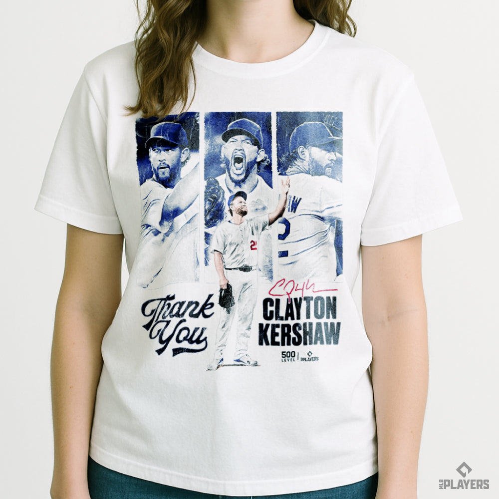 予約受付終了  【500LEVEL】  Clayton Kershaw 「Los Angeles D Thank You」 Tシャツ